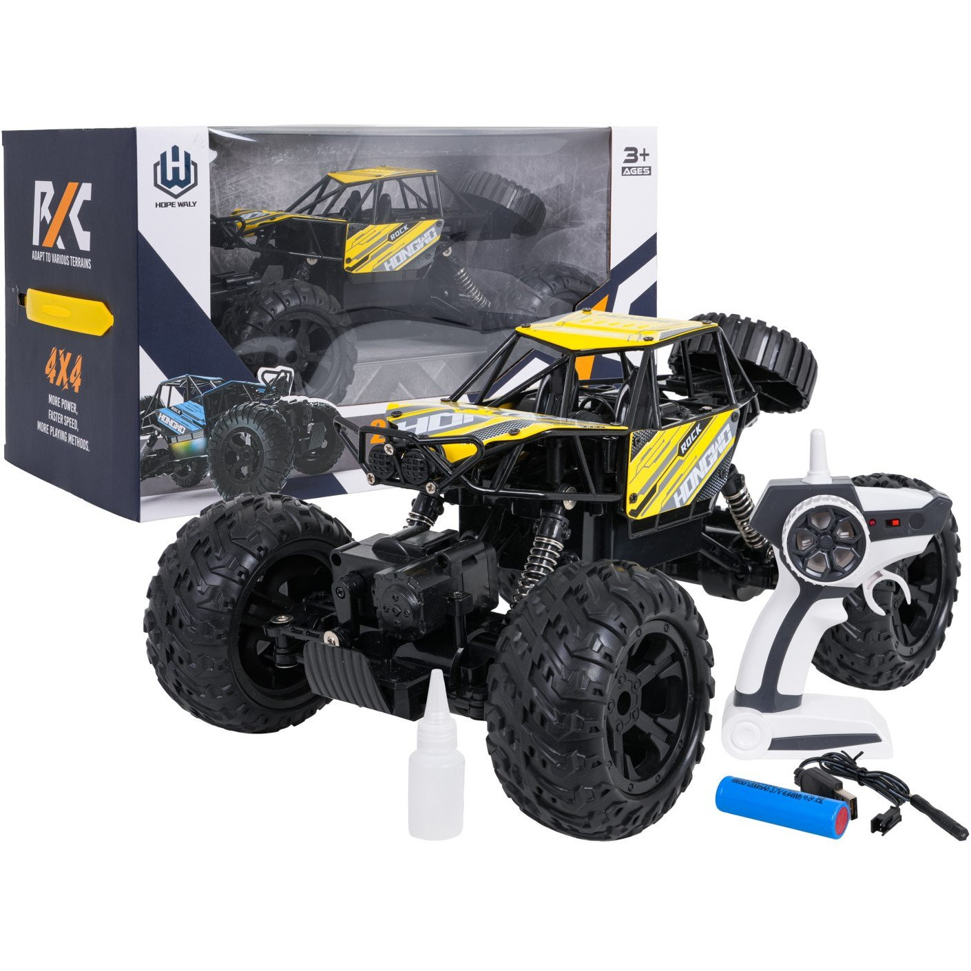 Távirányítós Autó R/C Crawler Rock Sárga 1:14 Méretarányban (ZRC.3680E)