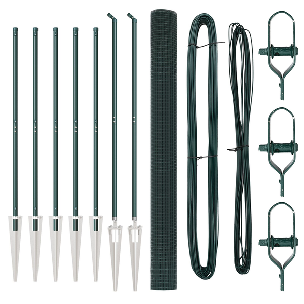 Zöld Kerítésposzt Szett 2 darab Zöld Műanyag bevonatú drót