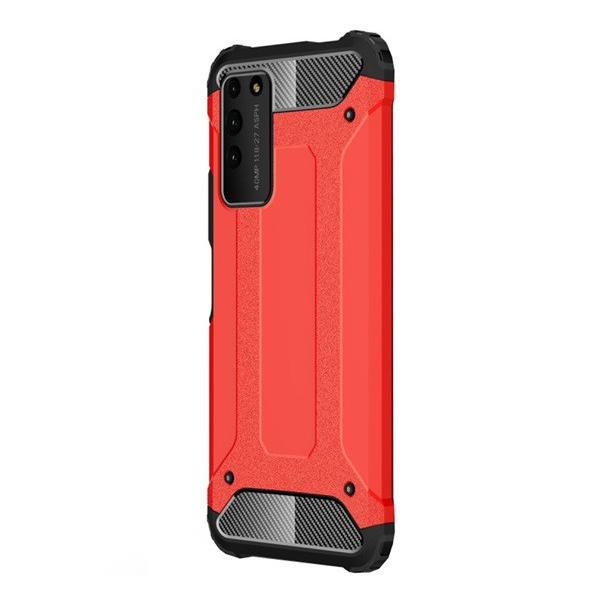 Defender műanyag telefonvédő (közepesen ütésálló, légpárnás sarok, szilikon belső, fémhatás) PIROS [Honor X10 5G] (5996457989546)