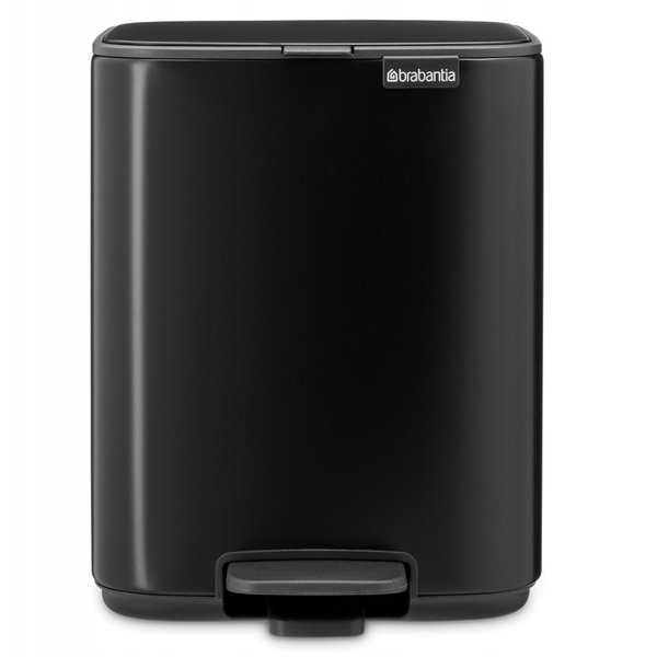 Brabantia Bo Pedal Bin pedálos hulladékgyűjtő szagmentesen záródó Soft-Close fedél, karcsú, négyzetes forma, műanyag tartály, 7L - B méret, acél, matt fekete - 237867