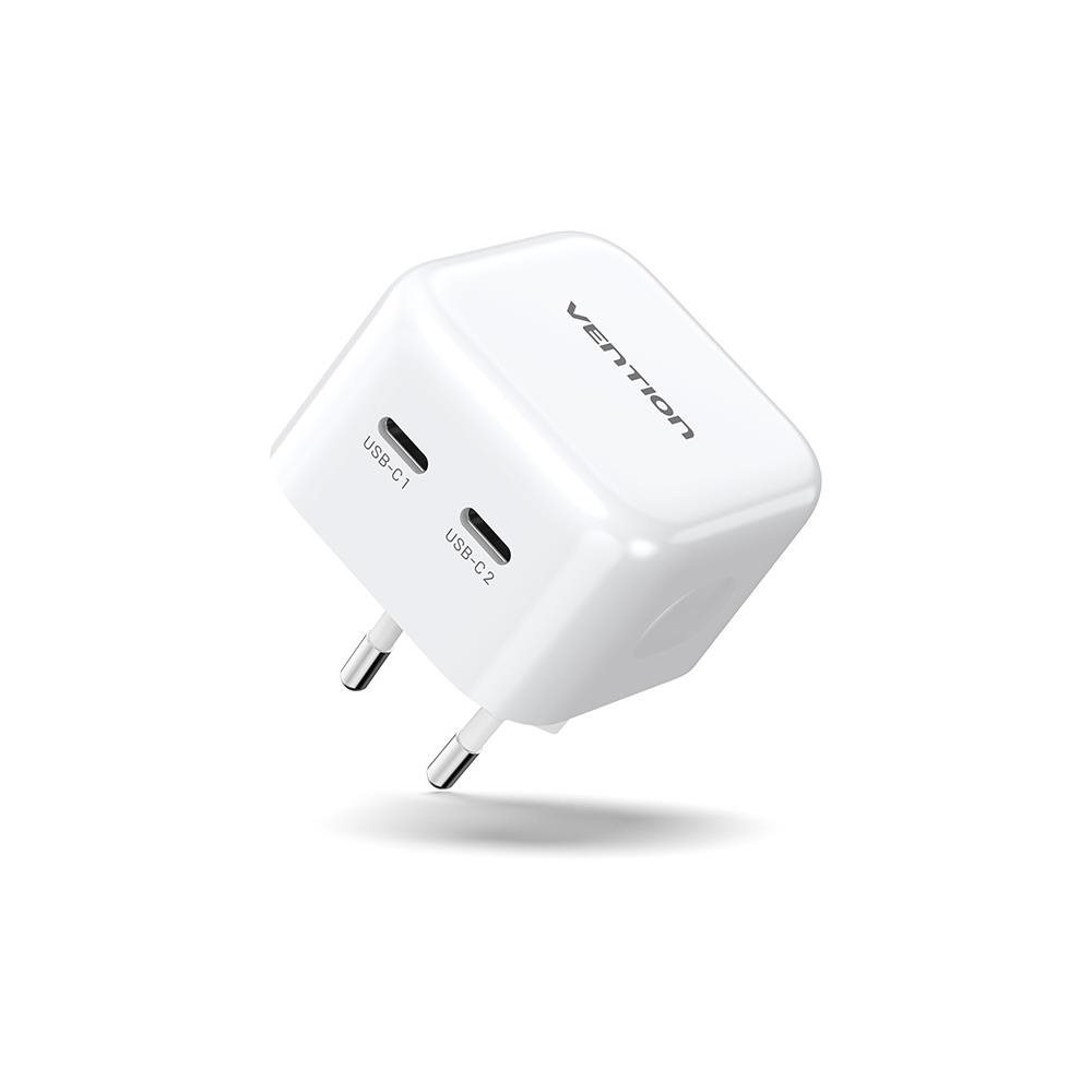Vention 2x USB Type-C Hálózati töltő - Fehér (2x35W) (FBPW0-EU)