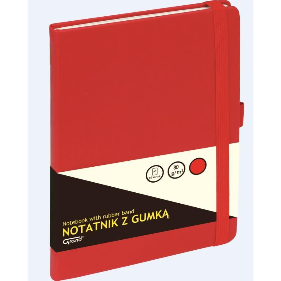 Jegyzetfüzet Grand A/5 80 Lapos Gumis Puha Piros Fedelű Kockás (WIKR-1029874)