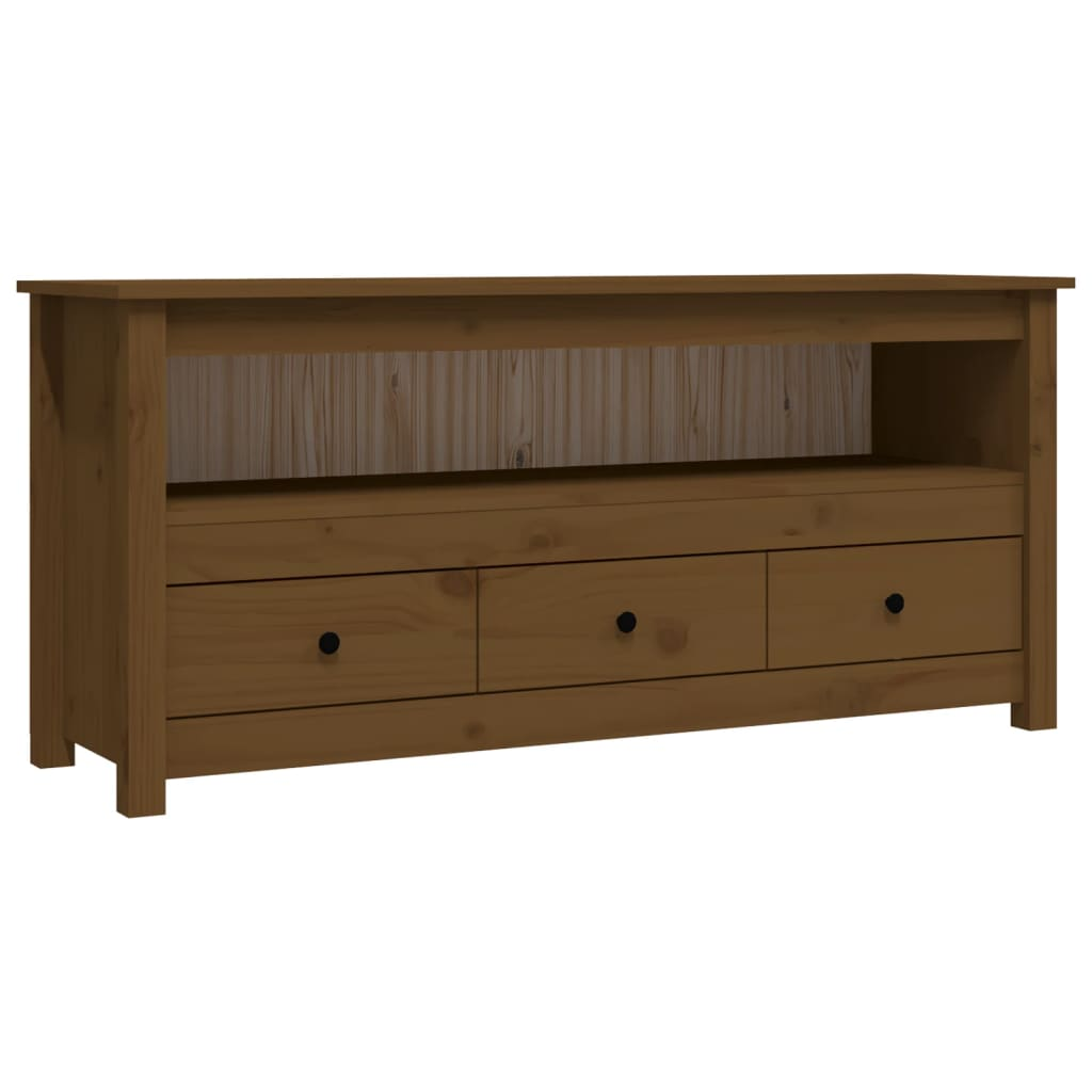 mézbarna tömör fenyőfa TV-szekrény 114x35x52 cm (821505)
