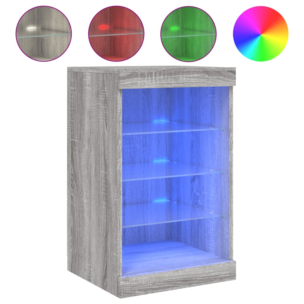 szürke sonoma színű tálalószekrény LED-ekkel 41 x 37 x 67 cm (836726)