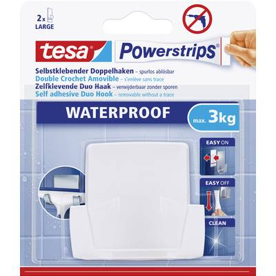 Vízhatlan ragasztású tartó Tesa Powerstrips® Waterproof Duo Hook Plastic TESA 59704 (59704)