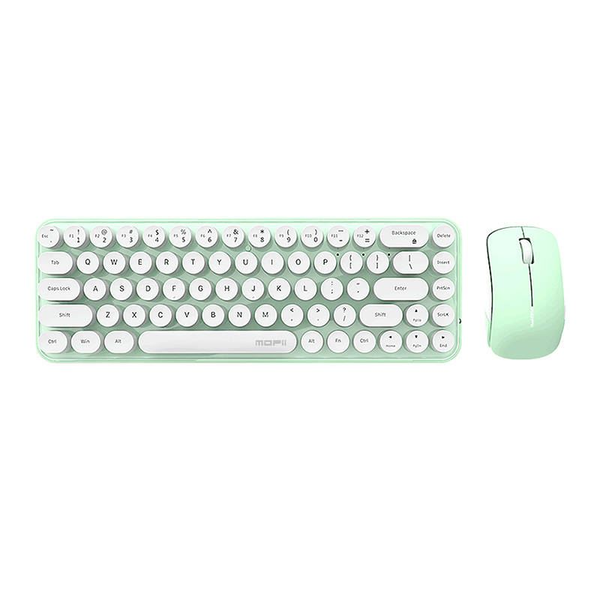 Set tastatura si mouse wireless, MOFII, 2.4 G, Verde, Alb