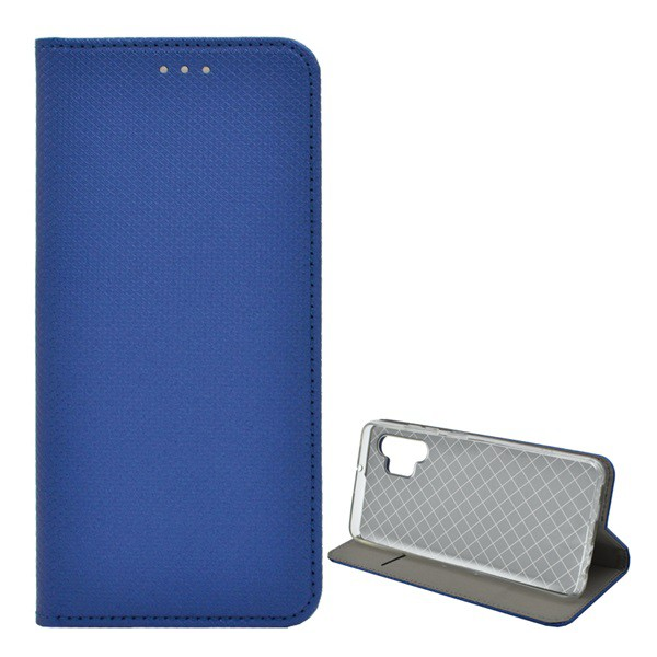 Tok álló, bőr hatású (FLIP, oldalra nyíló, asztali tartó funkció, rombusz minta) SÖTÉTKÉK [Samsung Galaxy A32 4G (SM-A325)] (5996591050010)