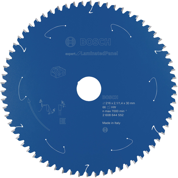 Bosch Expert körfűrészlap laminált panelhez, 216mm, 66Z (furat 30mm, asztali fűrészekhez) (2608644552)