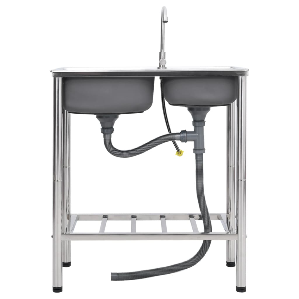 kétmedencés rozsdamentes acél kempingmosogató (151211)