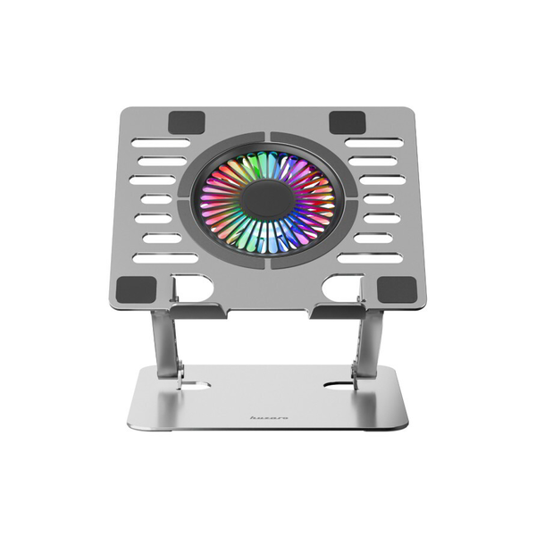 Охладител за лаптоп Huzaro Hold 4.0, RGB осветление, съвместим с лаптопи 11-17 инча, 2x USB, сребрист