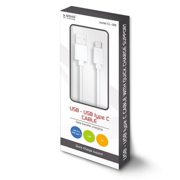 USB kabel - USB typ C Quick Charge, 5A, 1m savio