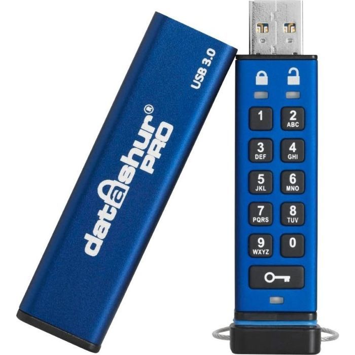 iStorage datAshur Pro USB flash meghajtó 8 GB USB A típus 3.2 Gen 1 (3.1 Gen 1) Kék (IS-FL-DA3-256-8)