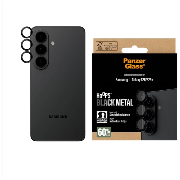 PanzerGlass ® Hoops® Camera Lens Protector Black Samsung Galaxy S26 | S26+ Átlátszó képernyővédő 1 db