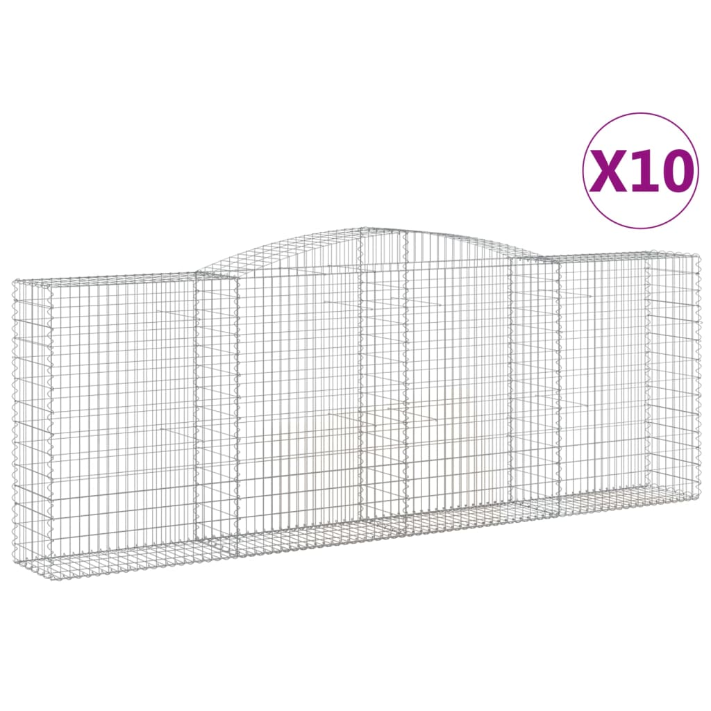 10 db íves horganyzott vas gabion kosár 400x50x140/160 cm (3147030)
