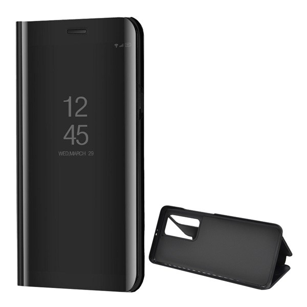 Tok álló (aktív FLIP, oldalra nyíló, asztali tartó funkció, tükrös felület, Mirror View Case) FEKETE [Huawei P40 Pro 5G] (5996457960668)