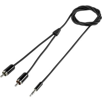 SpeaKa Professional RCA / Jack Audio Csatlakozókábel [2x RCA dugó - 1x Jack dugó, 3,5 mm-es] 1.50 m Fekete SuperSoft köpeny (SP-7870484)