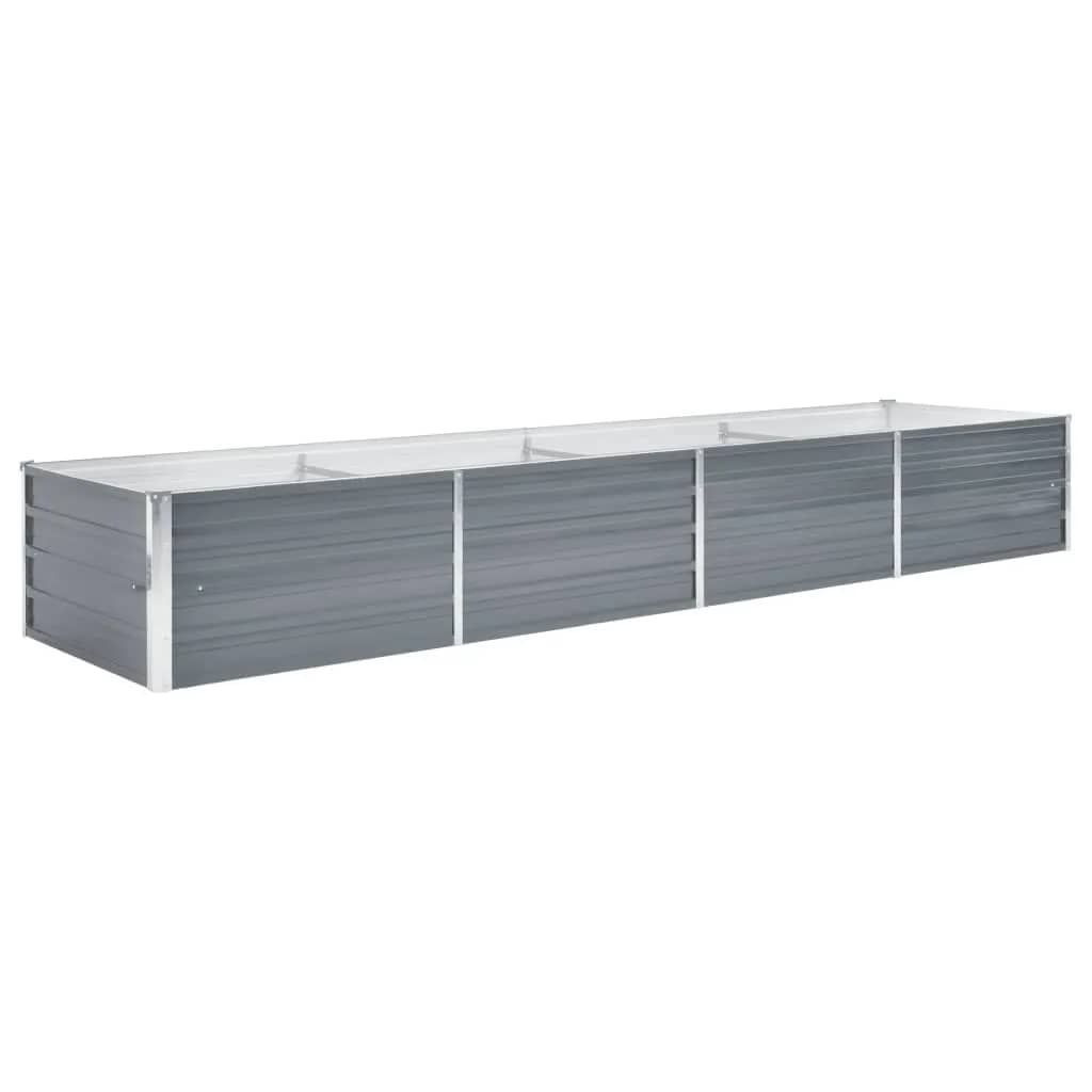 szürke horganyzott acél kerti magaságyás 320 x 80 x 45 cm (44846)