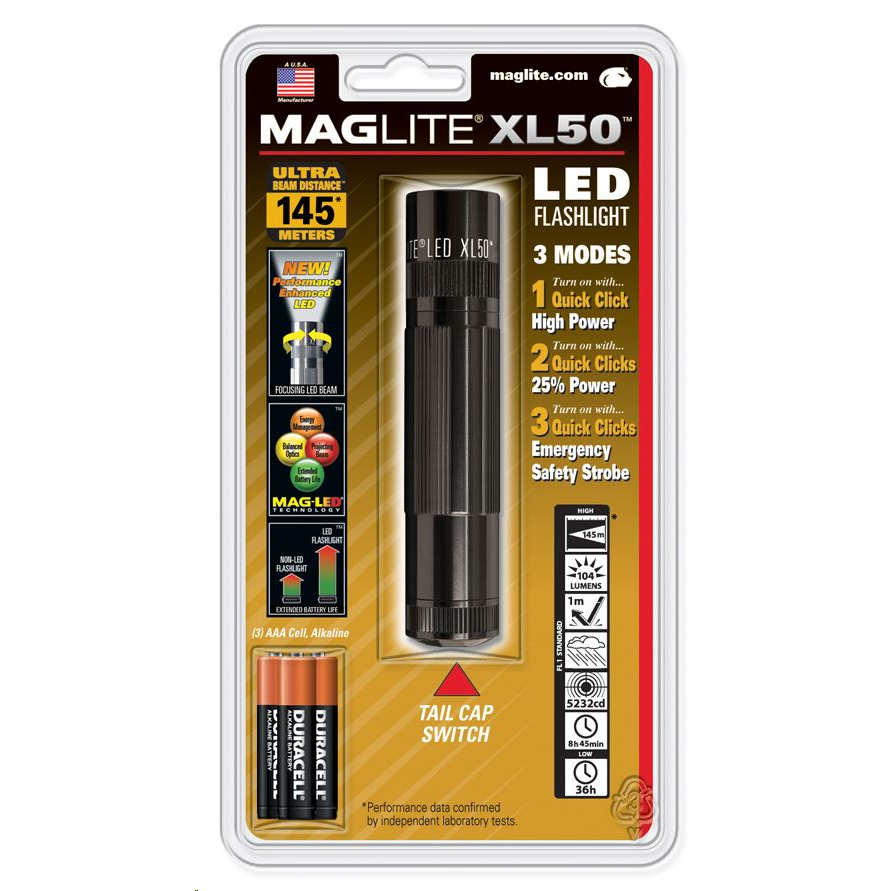 Maglite XL50 LED elemlámpa fekete bliszter (XL50-S3016) (XL50-S3016)