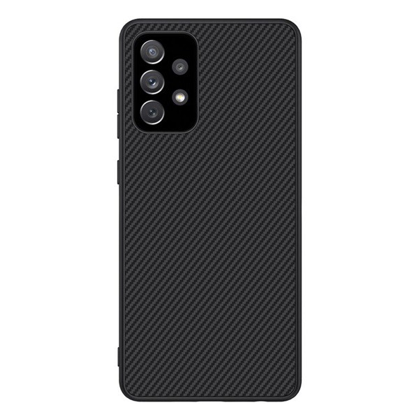 NILLKIN SYNTHETIC FIBER műanyag telefonvédő (környezetbarát, karbon minta) FEKETE [Samsung Galaxy A72 5G (SM-A726F)] (5996591063126)