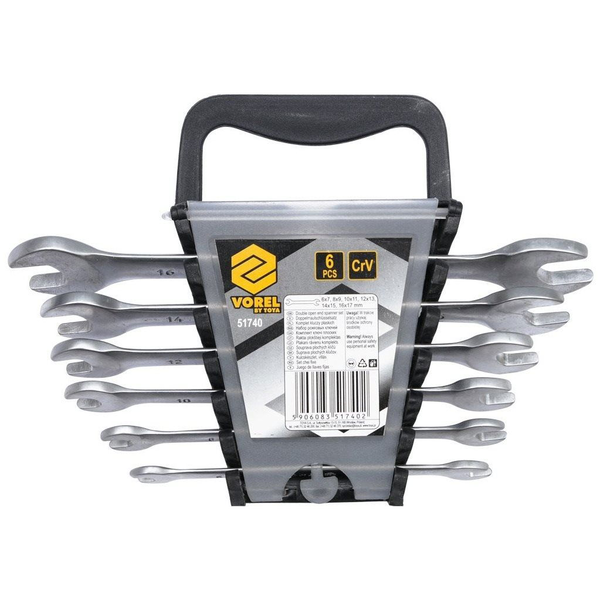 Комплект фиксирани ключове VOREL, сатенирано покритие, 6 - 17мм, 6 броя