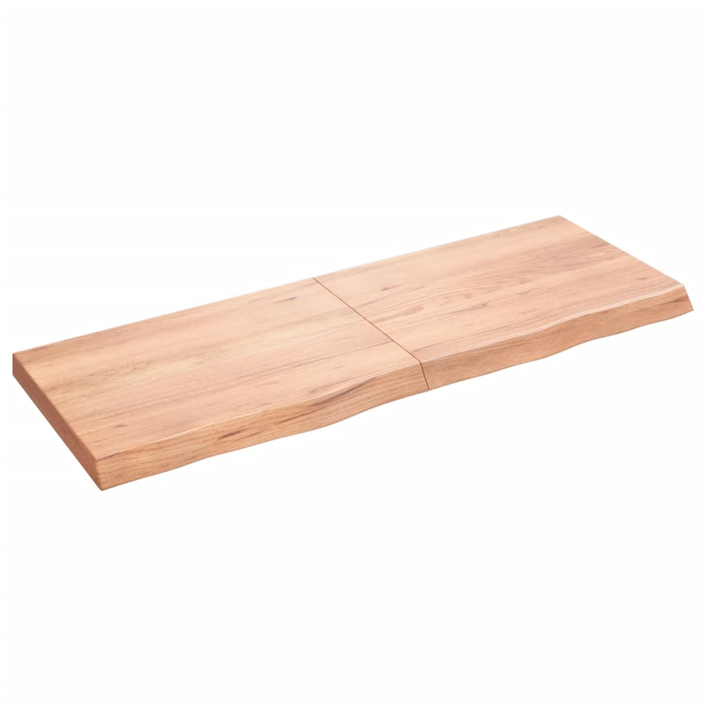 világosbarna kezelt tömör tölgyfa fali polc 140 x 50 x (2-6) cm (363705)