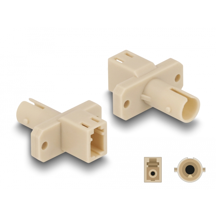 Delock Optikai szál hibrid párosító LC Simplex anya - ST Simplex anya bézs (87939) (87939)