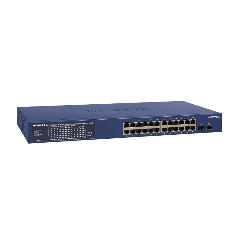 NETGEAR GS724TP-300EUS sieťový prepínač Riadený L2/L3/L4 Gigabit Ethernet (10/100/1000) Podpora napájania cez Ethernet (PoE) Modrá (GS724TP-300EUS)