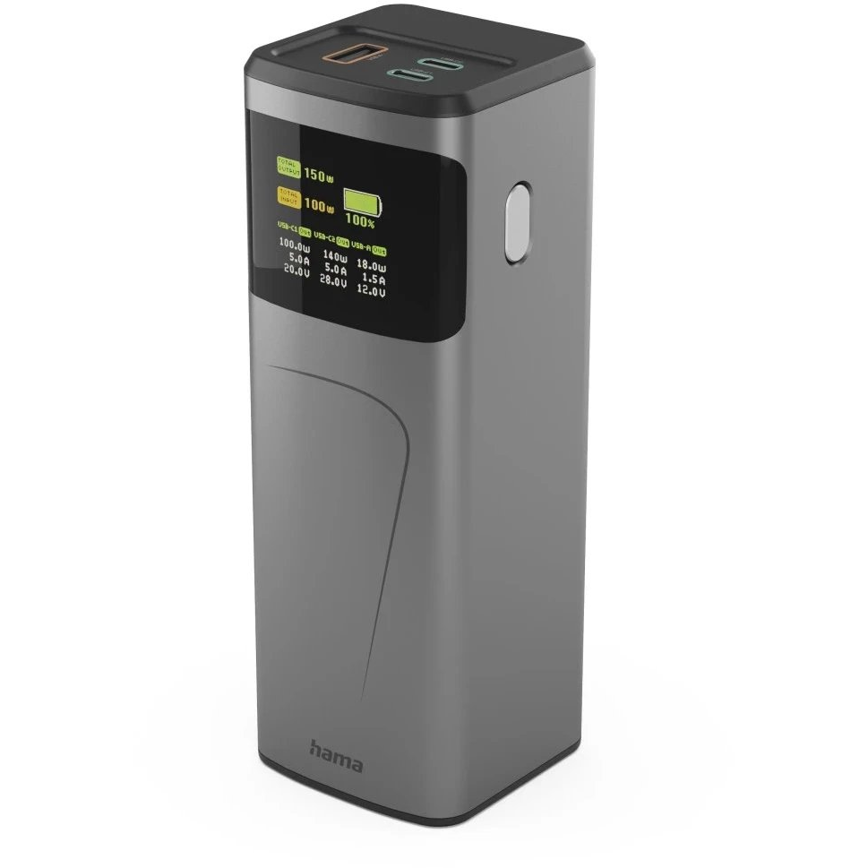 Hama High Power Powerbank 24000 mAh Power Delivery 3.0 Lítiumion USB-C®, USB-A Szürke állapotjelző (002017420000)