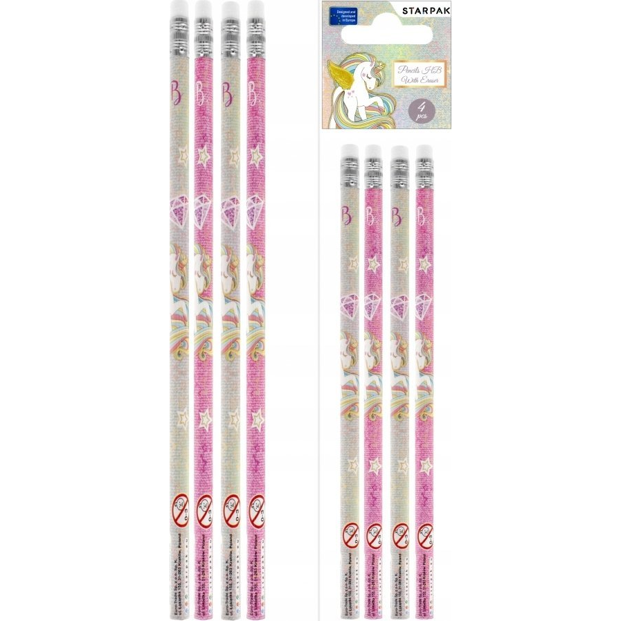 Unikornis HB Grafit Ceruza Radírral - 4 db-os (STK OLO104)