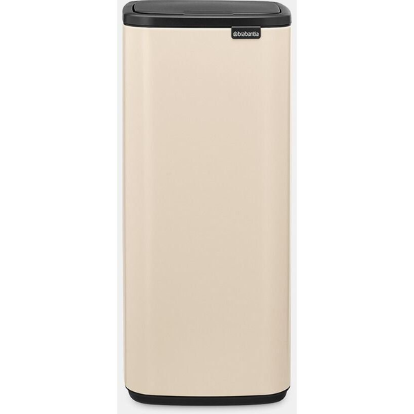 Brabantia Bo Touch Bin nyomófedeles hulladékgyűjtő, karcsú, négyzetes forma, műanyag tartály, 30L - O méret, acél, világos bézs - 238222