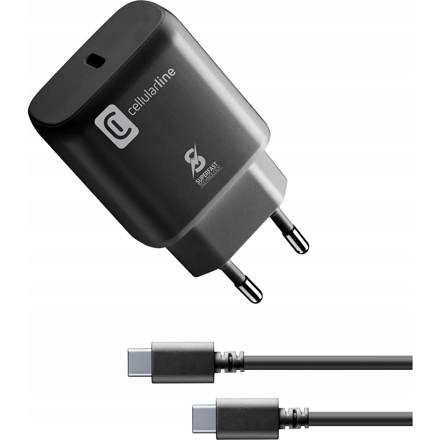 Cellularline ACHSMKITC2CPD25WK mobiltelefon töltő Okostelefon Fekete Váltakozó áram Beltéri (ACHSMKITC2CPD25WK)