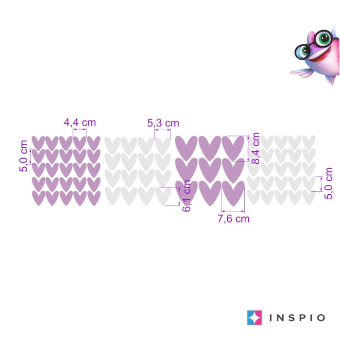 Falmatricák - Lila szivecskék lányoknak (9534f)