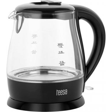 Teesa TSA1030B Електрическа кана, стъкло, 1650 W, черно, 1 L