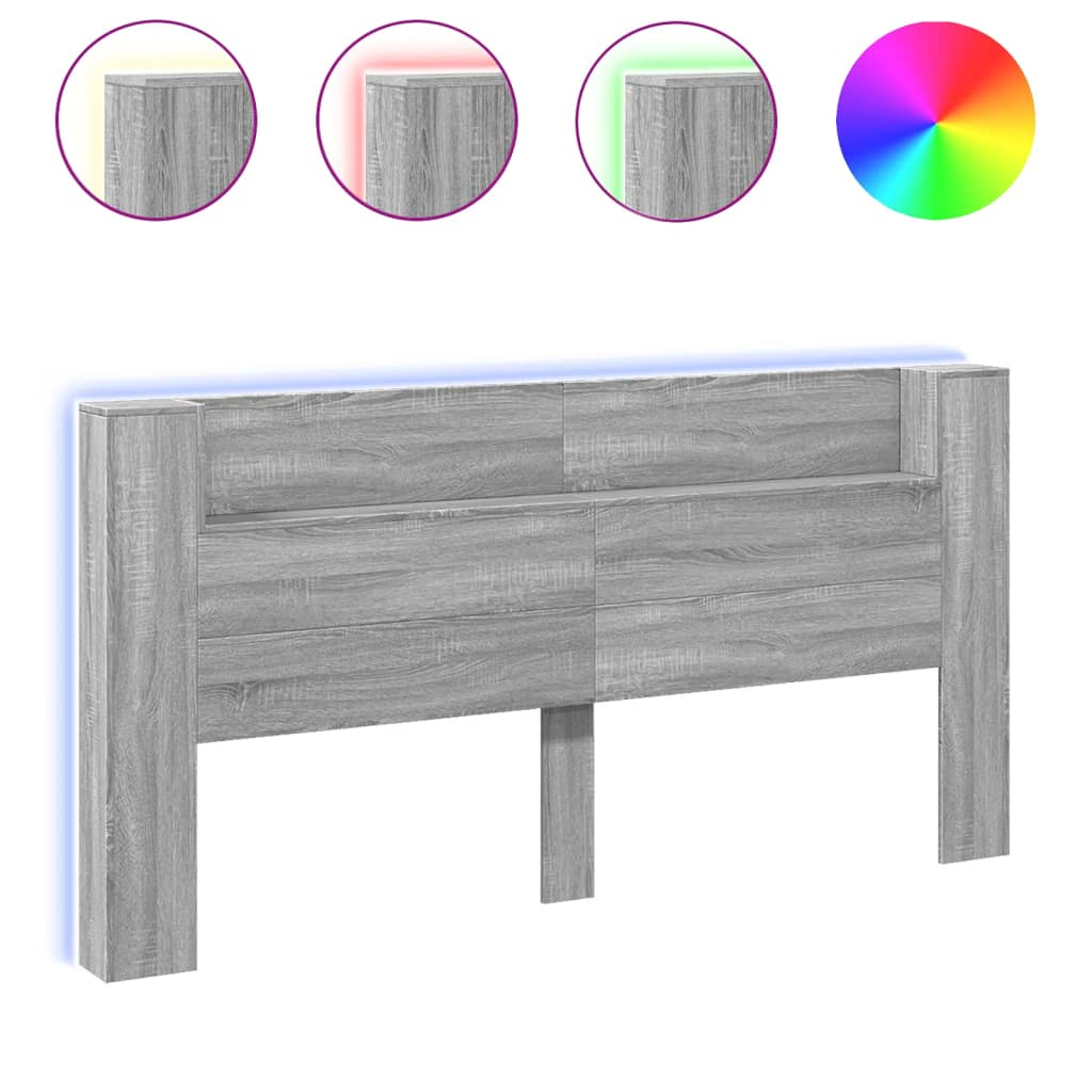 szürke sonoma színű áthidalószekrény LED-ekkel 200x16,5x103,5cm (839271)