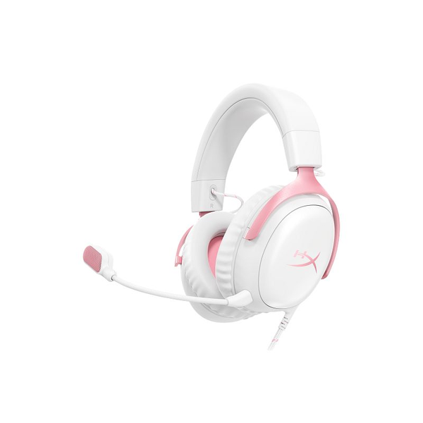 HyperX Cloud III White/Pink Gaming Headset Ledningsført Spil Lyserød, Hvid