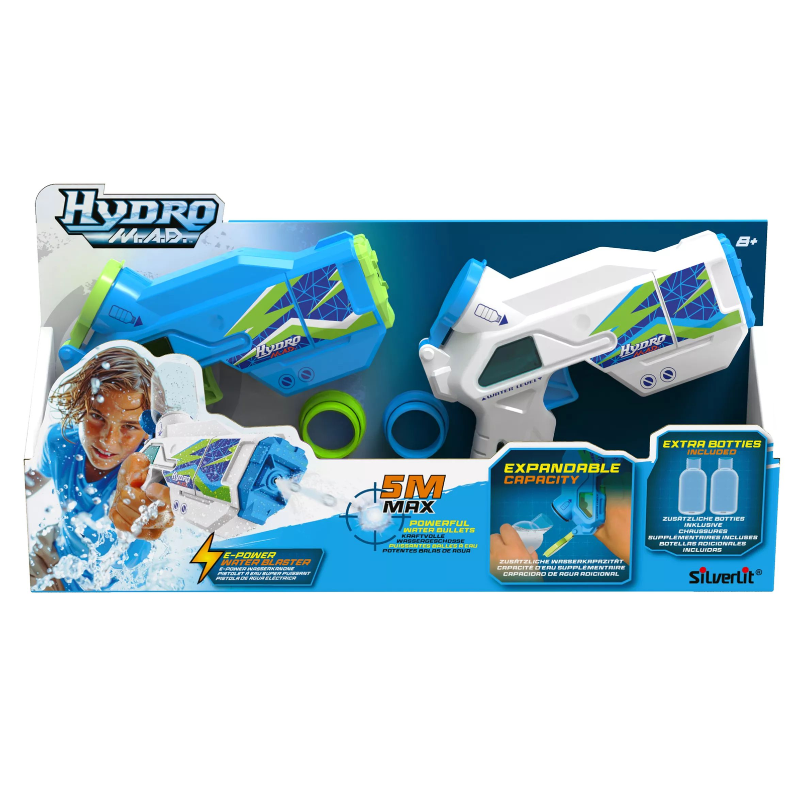 Silverlit: Hydro M.A.D mini elektromos vízipisztoly szett - Kék/Fehér (2 db/csomag) (81154)