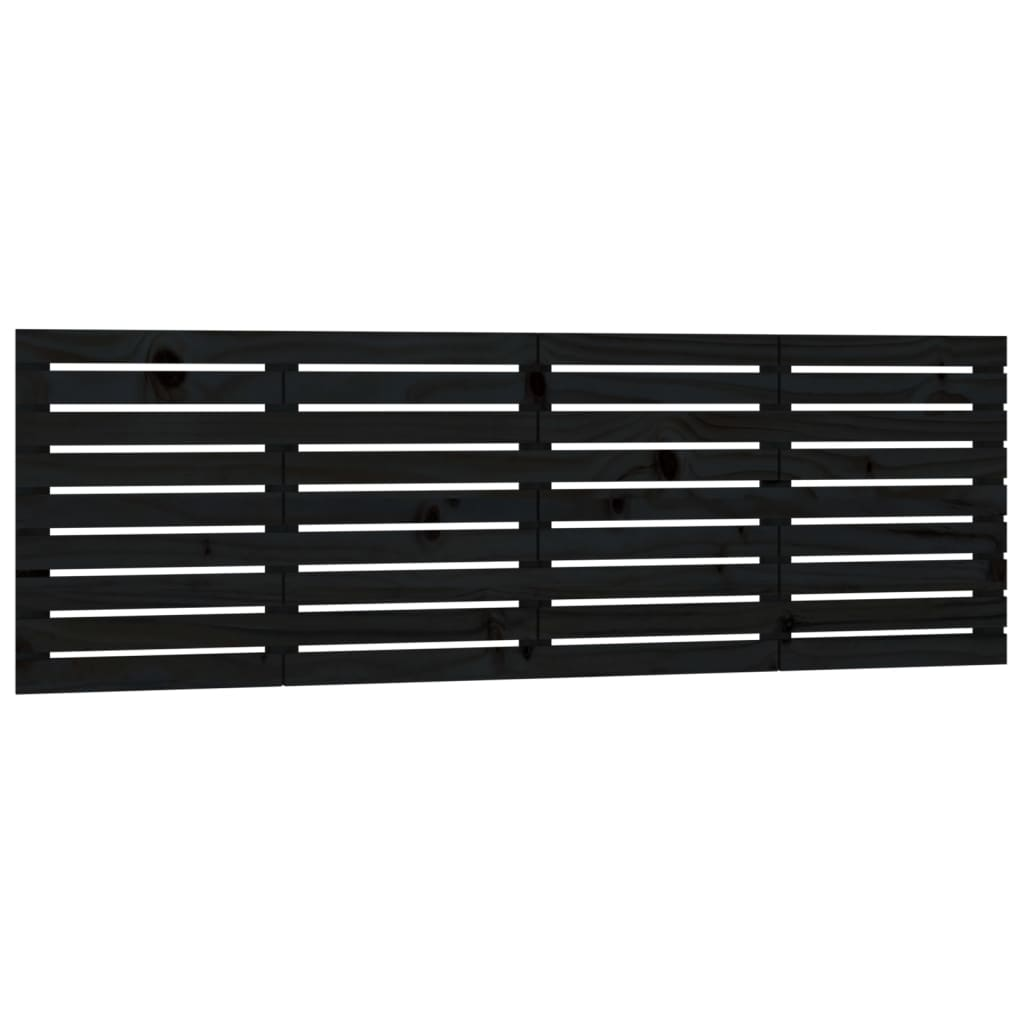 fekete tömör fenyőfa fali fejtámla 166x3x63 cm (824752)