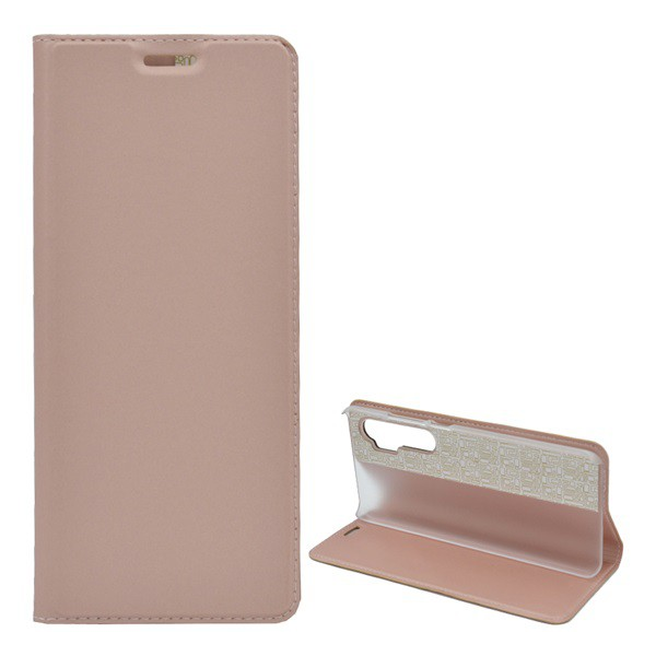 Tok álló, bőr hatású (FLIP, oldalra nyíló, asztali tartó funkció) ROZÉARANY 2 [Xiaomi Mi Note 10 Lite] (5996591009193)