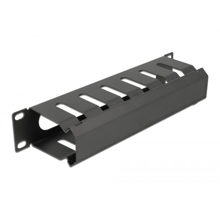 Delock 10” hálózati szekrényekhez kábelkezelő menetpanel nyílással, 1U fekete (66843) (delock66843)