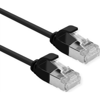 Patch Cord Cat.6A (Clasa EA), Roline, LSOH, foarte subtire, negru, 2 m