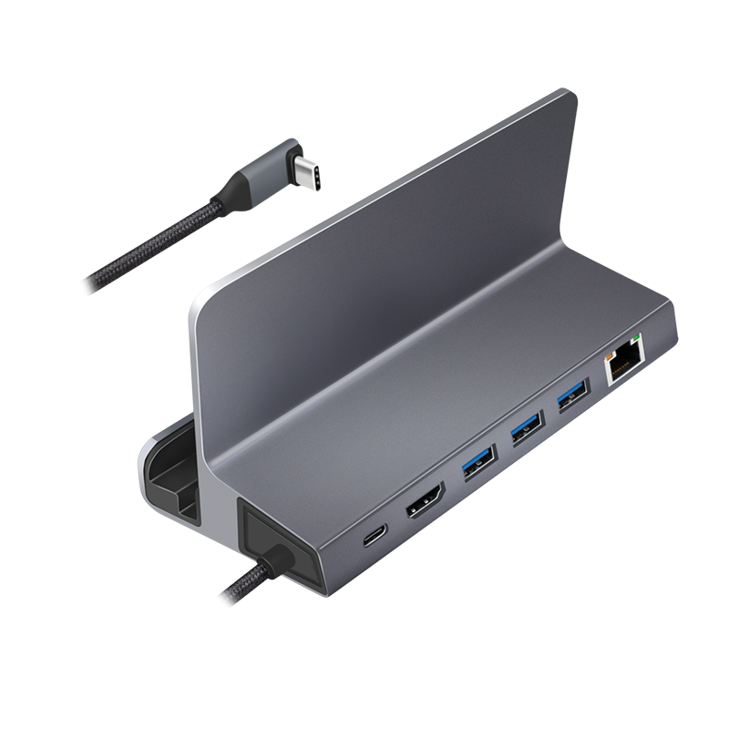 Logilink USB 3.2 Gen1 dokkoló és tartó, 6 port, USB-C PD, alumínium, ezüst (UA0408) (UA0408)