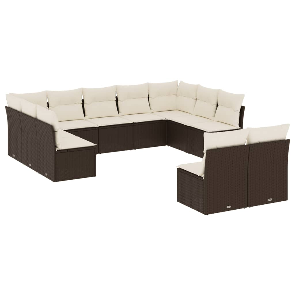 11 részes barna polyrattan kerti ülőgarnitúra párnákkal (3218353)