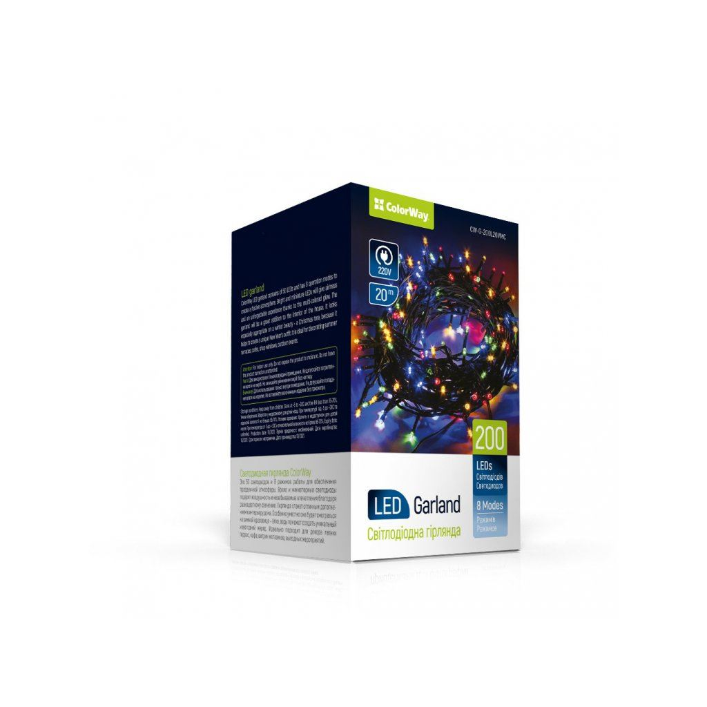 ColorWay LED 200, 20m (8 funkciós) színes izzósor (CW-G-200L20UMC) (CW-G-200L20UMC)