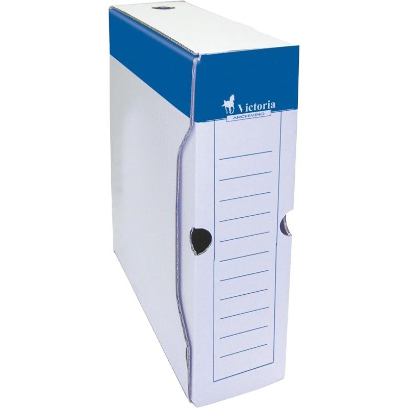Victoria karton archiválódoboz A4, 80mm kék-fehér (IDVAD08) (IDVAD08)