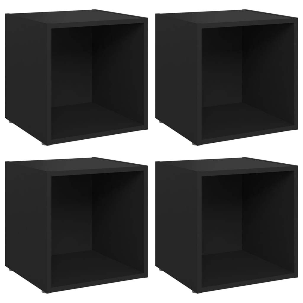 4 db fekete forgácslap TV-szekrény 37 x 35 x 37 cm (805503)