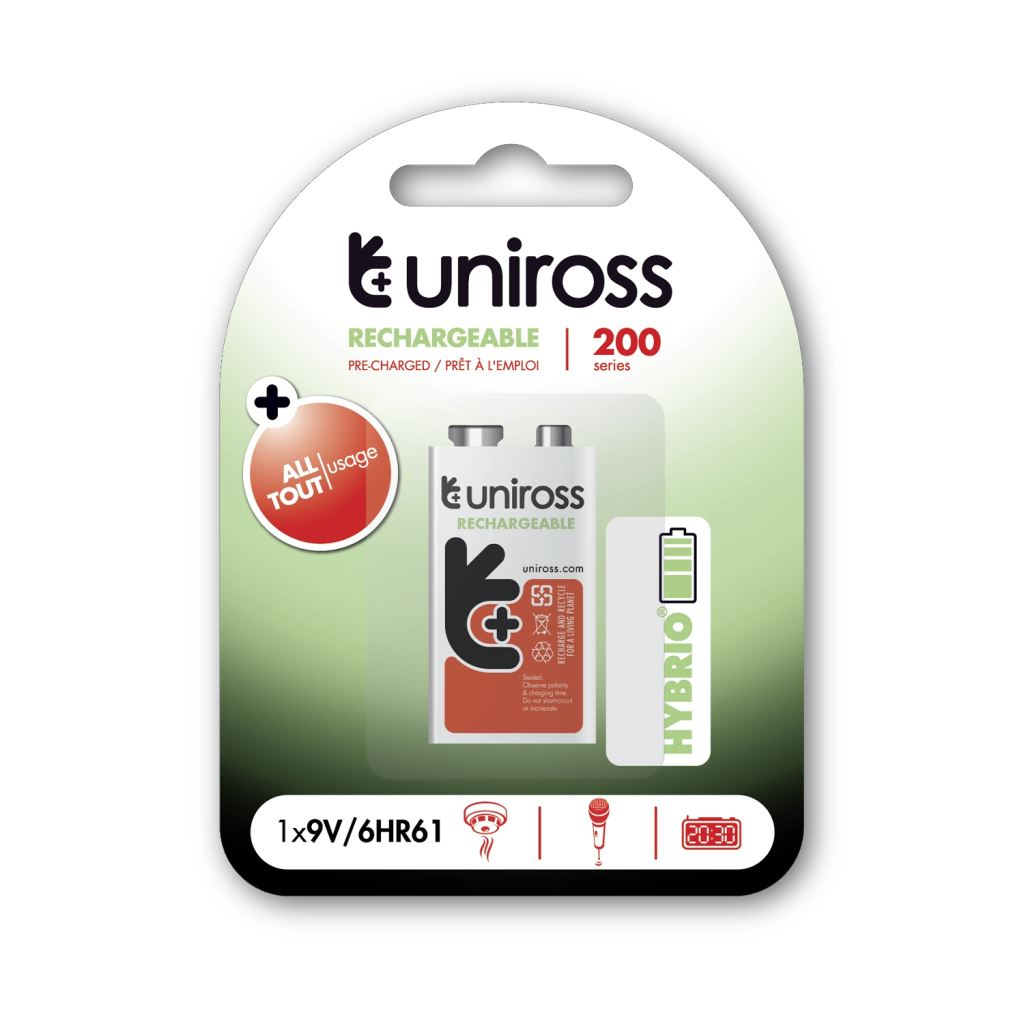 Uniross 9V 200mAh Ni-MH HYBRIO akkumulátor (UH19V200) (UH19V200)