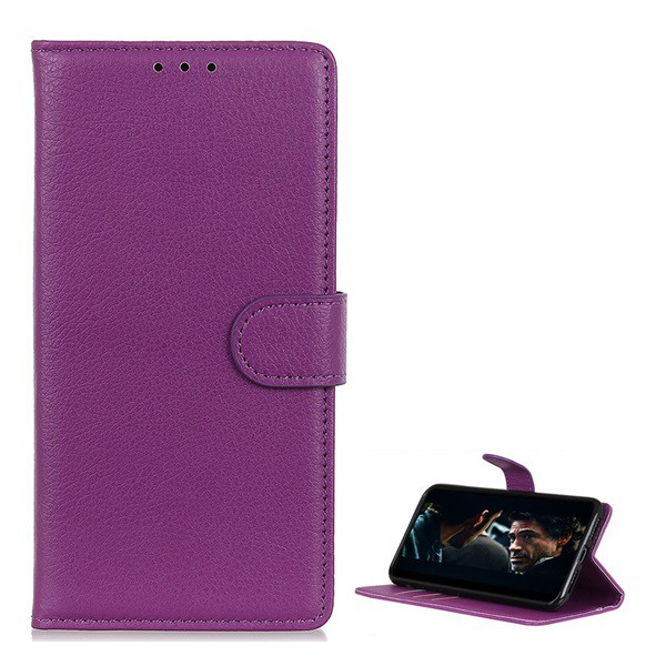 Tok álló, bőr hatású (FLIP, oldalra nyíló, asztali tartó funkció, prémium) LILA [Huawei P40] (5996457935680)