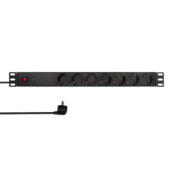 LogiLink PDU7C02 unità di distribuzione dell'energia (PDU) 7 presa(e) AC 1U Nero