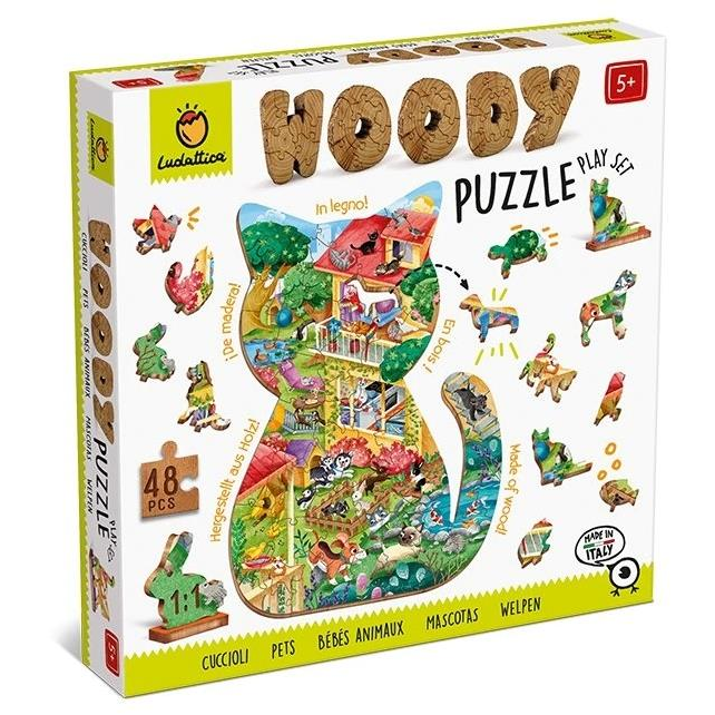 Ludattica Woody Pets, wooden puzzle, 48 pieces (22877)