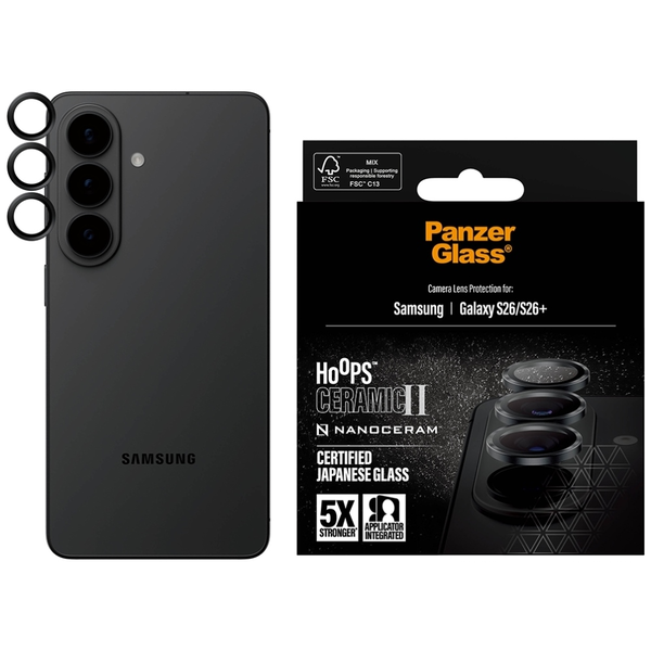 PanzerGlass ® Hoops® Ceramic II Camera Lens Protector Samsung Galaxy S26 | S26+ Doorzichtige schermbeschermer 1 stuk(s)